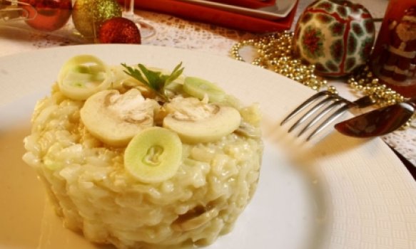 Risoto de Alho Poró e Cogumelos frescos Risoto de Alho Poró e Cogumelos frescos