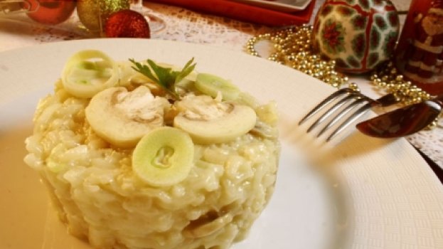 Risoto de Alho-poró e Cogumelos Frescos