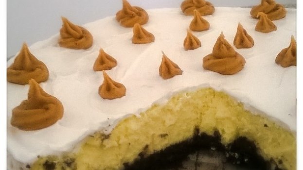 Cheesecake de bolacha de chocolate, com recheio de creme de amendoim Cheesecake de bolacha de chocolate, com recheio de creme de amendoim