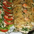 Rocambole de Bacalhau com recheio de Camarão