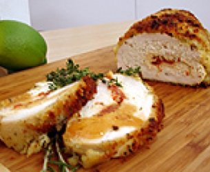 Rocambole de frango com crosta de ervas