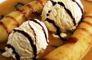 banana flambada com sorvete de creme
