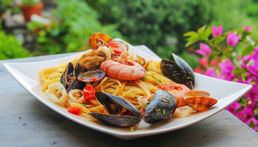 Macarrão com frutos do mar Macarrão com frutos do mar