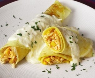 Panquecas de frango com milho