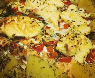Salmão no Forno com Batatas e Alecrim