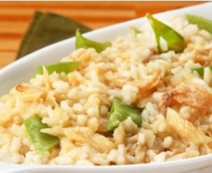 Risoto de Bacalhau e Ervilha Torta