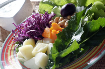Salada de Folhas e Soja ao Molho de Iogurte
