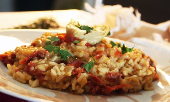 Risoto de Alcachofra com Tomate seco Risoto de Alcachofra com Tomate seco