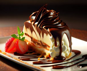 Torta de Sorvete com Calda de Chocolate